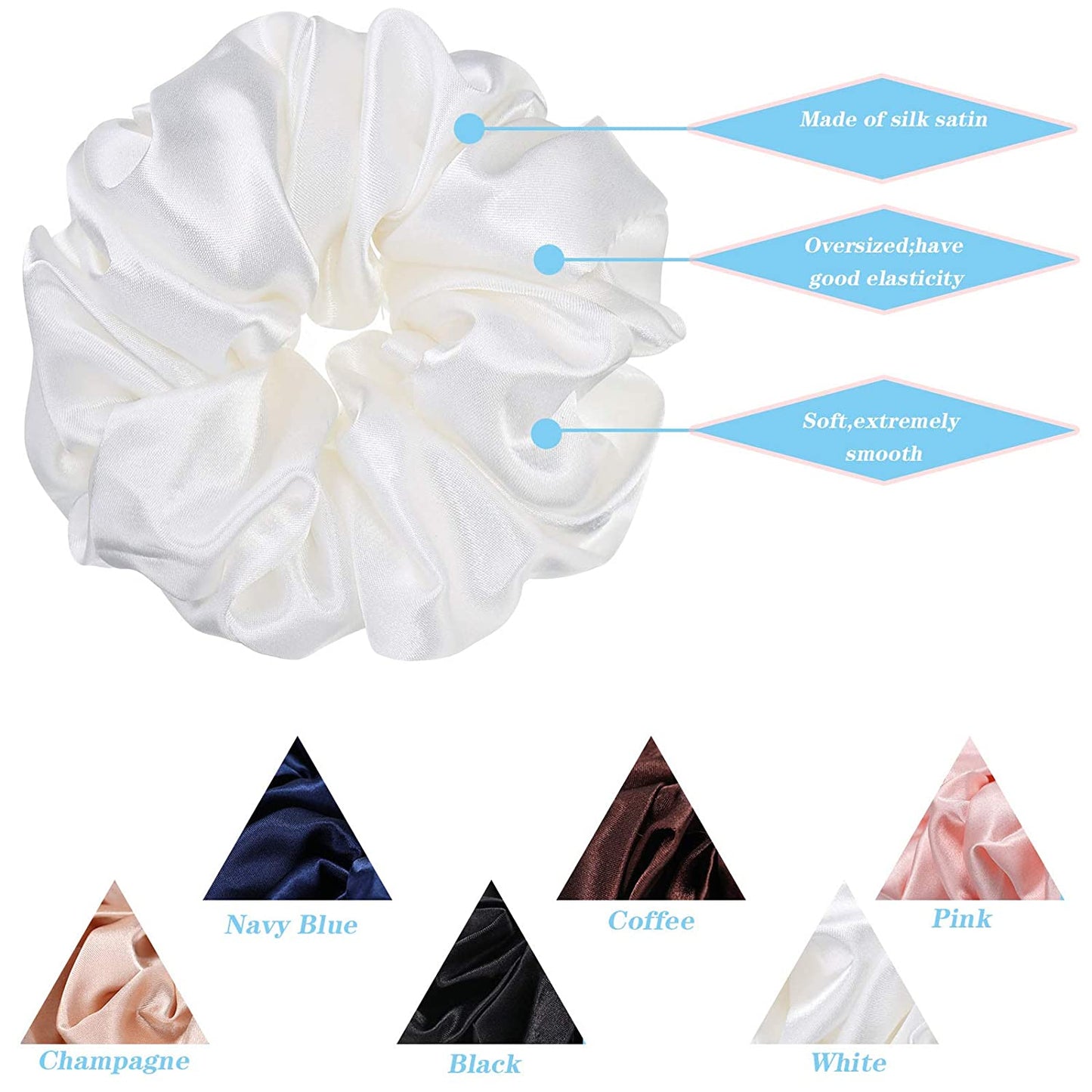 6 Pieces Big Silk Scrunchies for Hair