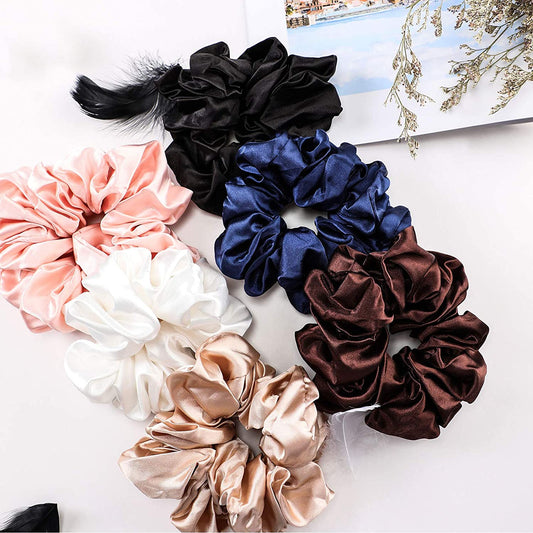 6 Pieces Big Silk Scrunchies for Hair